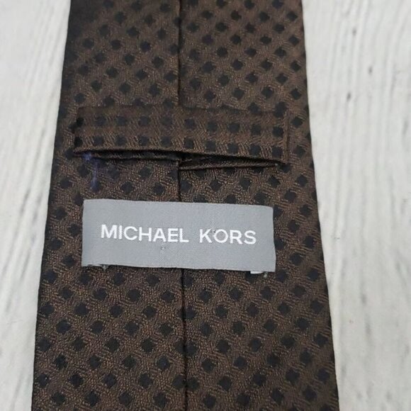 Michael Kors Brown Silk Geometric Silk Tie - Picture 2 of 7